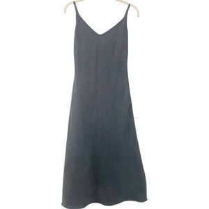 Women's Mother The Slip Up inn Faded Black Sleeveless Midi Chambray Dress Frayed